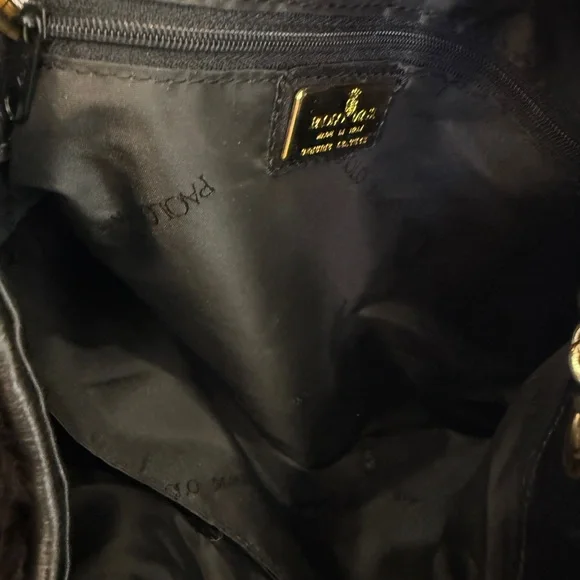 PAOLO MASI MINK FUR PURSE WITH CHAIN STRAPS BLACK GOLD - Picture 7 of 10